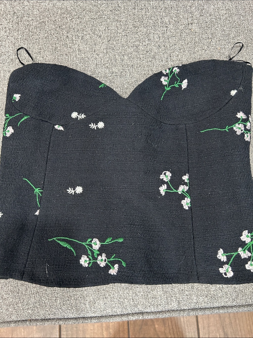 Zara Black Floral Bustier Top